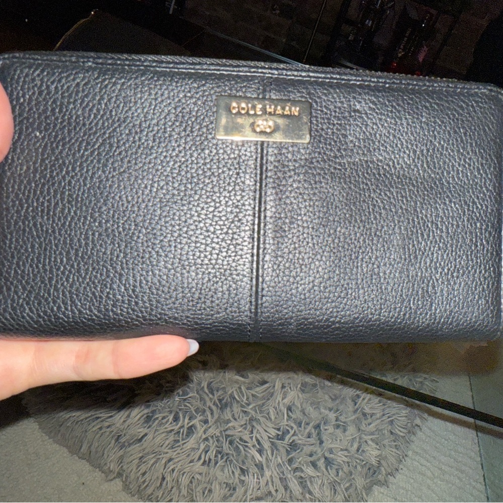 Cole Haan Pebbled Black Leather Clutch